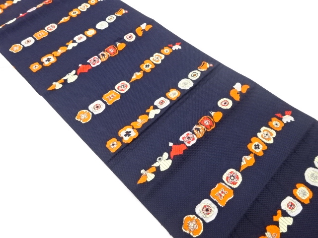 作家物　本場筑前博多抽象花模様織出し名古屋帯